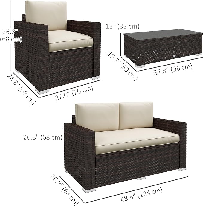 he patio set made of all-weather PE wicker and weather-resistant cushions ensure durability, Patio Furniture Set, Rattan Wicker Sofa