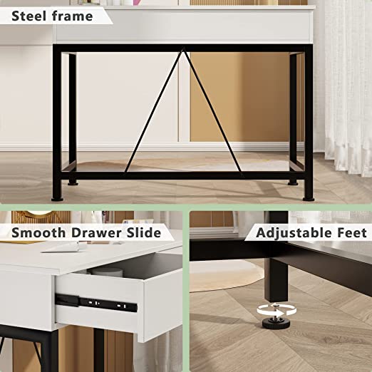 Laptop Table Made of Wood and Metal, Workstation Stand desk