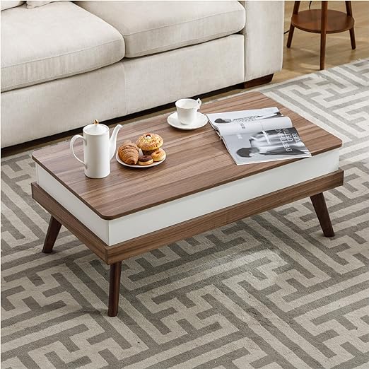 solid wood legs and high-strength particle board ensures that the table is stable and sturdy,Fully Assembled with Hidden Storage Compartment Modern Rising Tabletop Dining Table