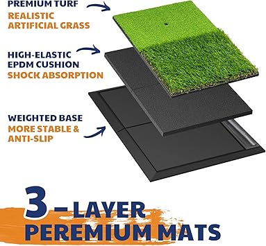 l organized and easy to be scooped out by the clubs, which helps you focus on your games. Heavy Rubber Base Dual-Turf Mat with Ball Tray, Tri-Turf Mat with Practice Golf Balls)