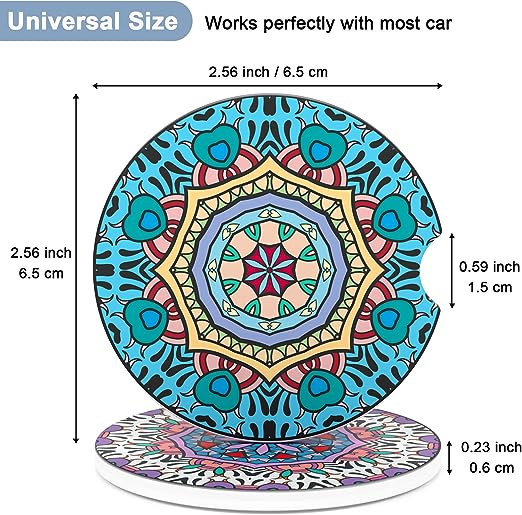 2 Pack, Coasters for Cup Holders for Women Men e 2.56" with Finger Notch,  Classic black and white colors and with your shiny car logo in the center, these cup coasters are outstanding and practical for inner decoration of your car.