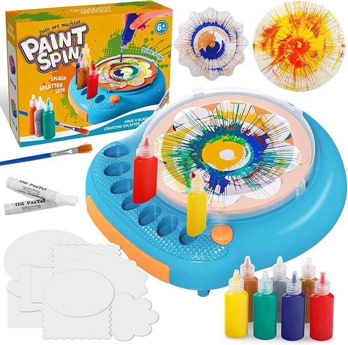 The spinning motion turns simple paint splatters into beautiful designs,Paint Spin Art Machine Kit for Kids, Arts & Crafts Painting Spinner Toys Kits Sets