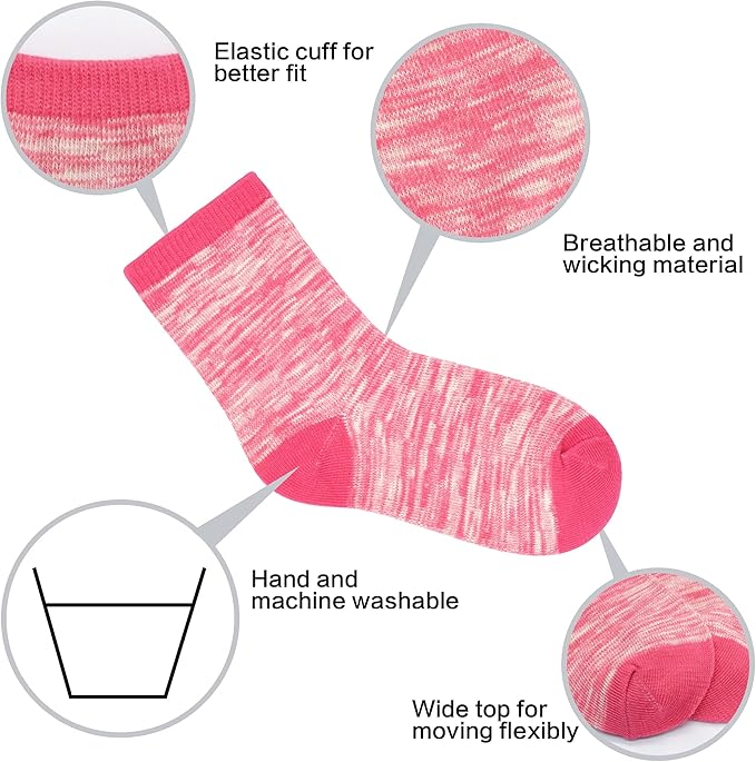 12 Pairs High Stretchy: To offer more flexibility and comfort to kids, our athletic crew socks adopt upgraded high elastic fabric. Appropriate elastic make sure the sock will not impede blood circulation.