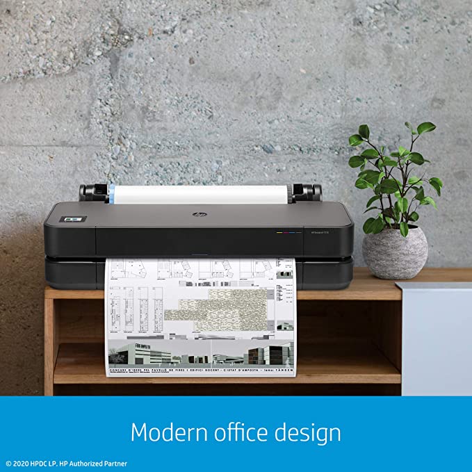 HP DesignJet T210 Large Format 24-inch Plotter Printer, Includes Care Pack (8AG32H) , Black