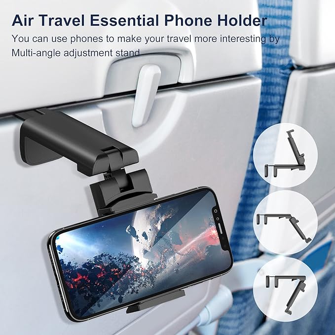 the spring structure of the holder design, pull the clip arm will automatically clamp or release. Phone Holder: Travel Essentials Phone Mount for Desk with Multi-Directional 360 Degree Rotation,