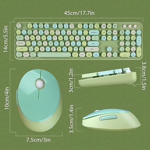 104-key Punk Suspension Keycap; vintage keyboard Smooth Typing and Sensitive Response, 2.4G USB Ergonomic Keyboard and Mouse Combo for Computer, Laptop, PC Desktops,