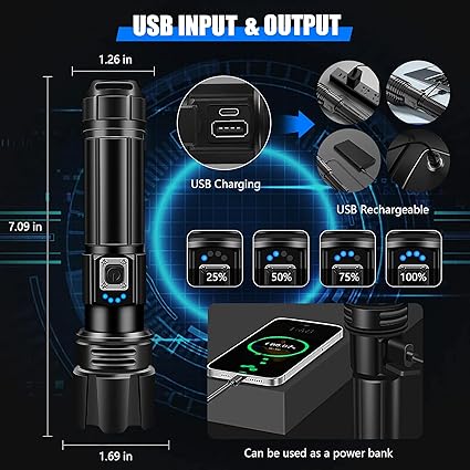 waterproof flashlight adopts advanced sealing technology to keep it waterproof, you can bravely travel through rain, storms, , Led Flashlights 200000 Lumens Flash Light, Tactical Flashlights