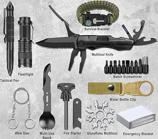 stainless steel with premium hardness and rust resistance. Black oxide multifunctional knife sports a sleek, Gear and Equipment, Stocking Stuffers for Men