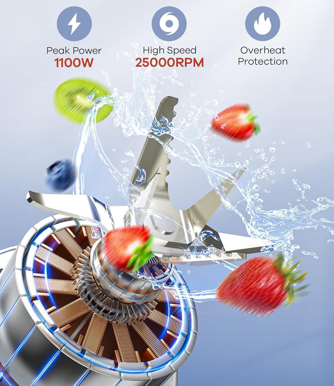 designed with adjustable speed & Plus mode, that offers you convenience to choose different speeds for different purposes.  12-Piece Blenders Auto-smart Programs Portable Blender