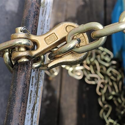 sustained safe load of up to 4,700 lbs which makes them ideal for heavy duty use. Chains with Pulling Hooks – Grade 70 Carbon Steel Safety Tie Out Chain  16-Inch 4,700 Lbs Loading Capacity