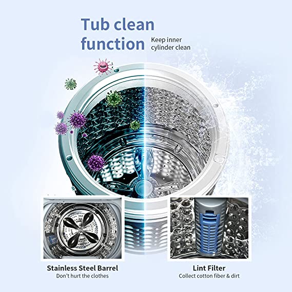 Automatic Washing Machine, 7.7Lbs Capacity, 8 Programs, 2-in-1 Portable Washer and Spinner with 24 Hours Delay, 3 Heating Function