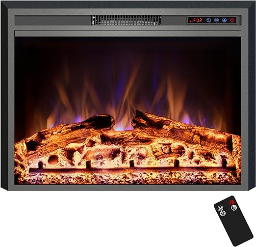 The electric stove possesses simulation woods and lifelike flame, provides an immersive experiences like traditional fireplace.Electric Fireplace Inserts, Recessed Fireplace Heater with Remote Control, Overheating Protection, 750/1500W