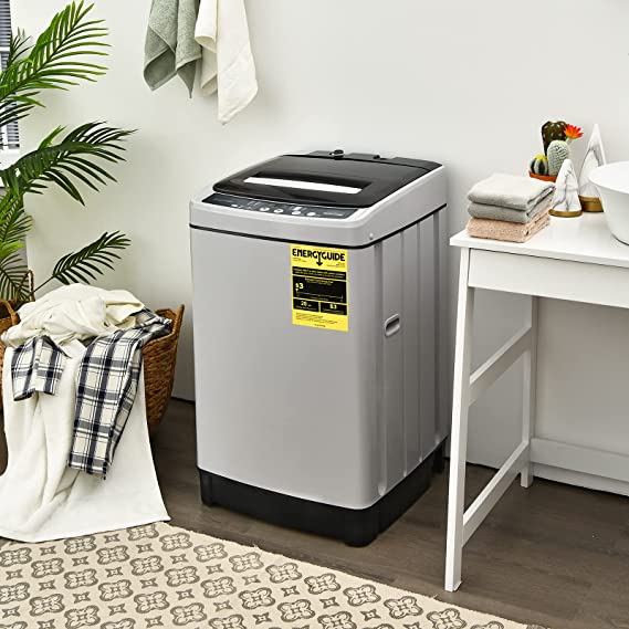 Washing Machine, 11Lbs Capacity Full-automatic Washer with 8 Wash Programs,