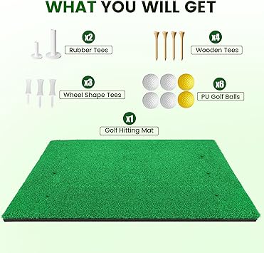 the golf mat flat for a period of time after receiving it, Golf Hitting Mats,7 Golf Tees and 6 Golf Balls