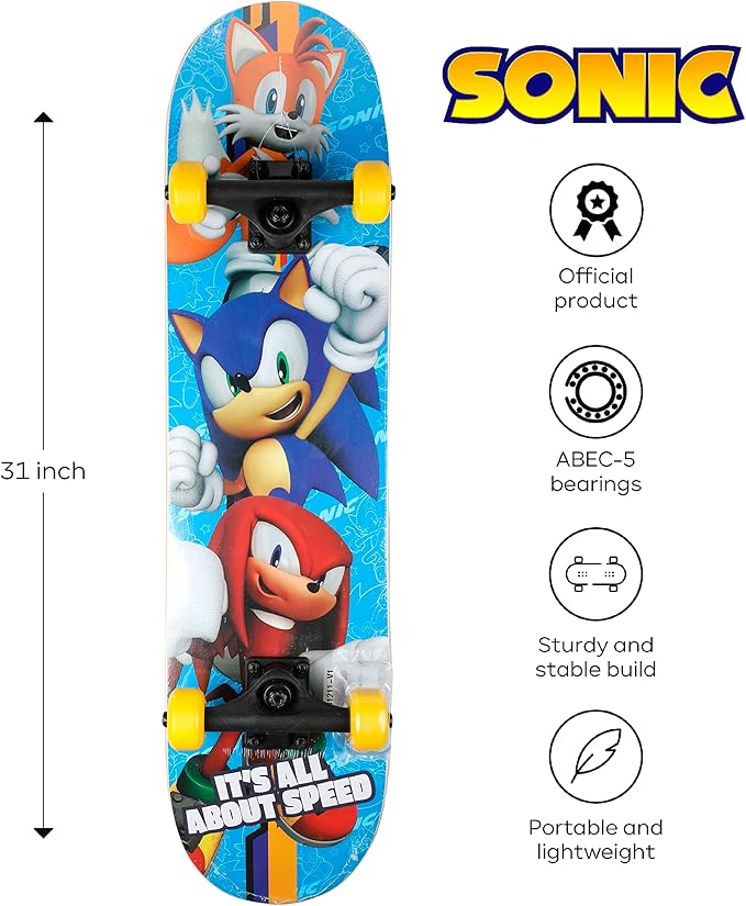 complete skateboard deck is made using durable and sturdy maple wood to add strength and stiffness while also gives it a stylish flair 31 inch Skateboard, 9-ply Maple Desk Skate Board for Cruising, Carving,