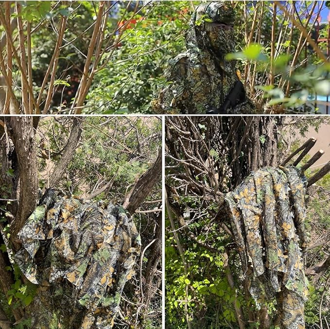 noiseless. Super light, easy to roll and stow in your hunting,bird watching kit.Cape Suit 3D Leaf Hunting Chasse Suit Outdoor Airsoft Photography Camo Clothing