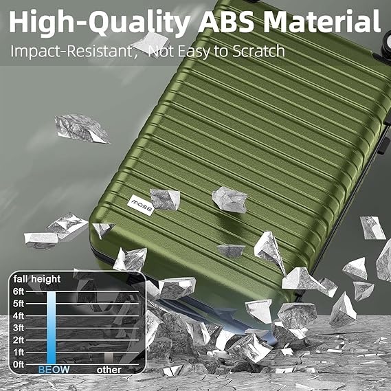 Suitcases with Wheels PC+ABS Durable Hardside Luggage, Sets 4, luggage set made from extra strong ABS material, which is lightweight and extremely durable. Features textured finish to prevent scratches,