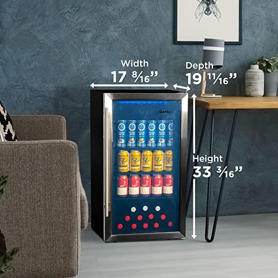 DBC117A2BSSDB-6 117 Can Center, 3.1 Cu.Ft. Freestanding Beverage Refrigerator for, Basement, Dining, Living Room-Bar Fridge Perfect for Beer, Pop, Water