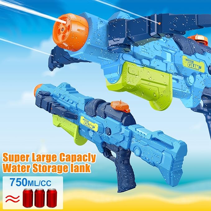 Our crossbow water gun features six powerful water outlets, ensuring a torrential blast of water that's perfect for soaking your opponents. Squirt Guns Water Soaker Blaster - 2 Nozzle, 4 Shooting Modes Switch