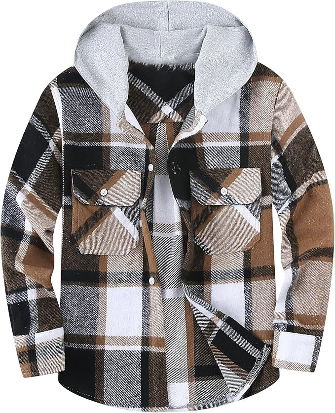 Full Snap button front plaid jacket with a curved hemline offering an alluring look,two chest pockets,two handy pockets,adjustable snap buttoned cuffs.