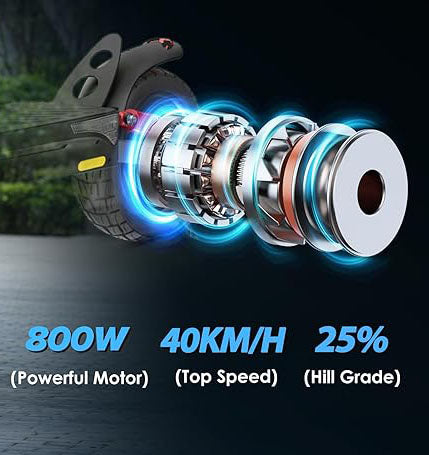robust 48V/10h battery, this scooter boasts an impressive 40KM (25Miles) cruising range, iX3 Off Road Electric Scooter 800W, Max 40KM/H Speed & 40KM Long Rang, 10'' E Scooter for Adults with Height-Adjustable