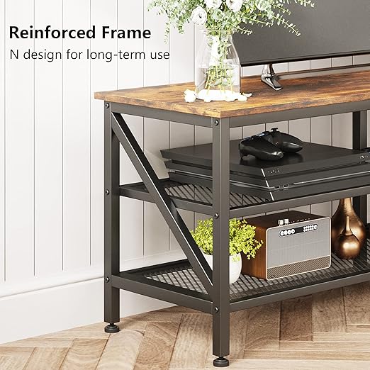 TV stand matches most of your home decor and can be put anywhere in your living room,  TV Bench for Living Room and Bedroom, Modern TV Console, Entertainment Center