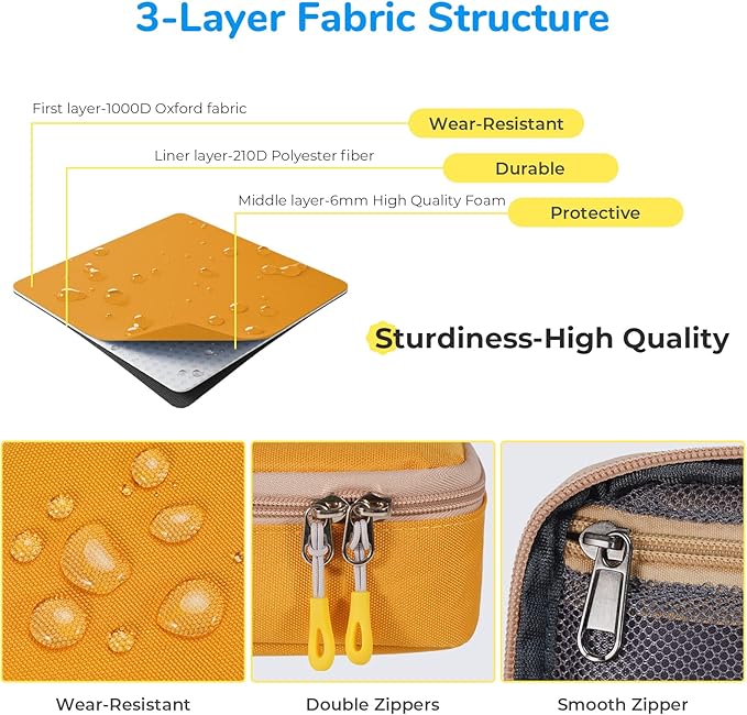 The pencil box has a 3 Layer Fabric Structure with neat orderliness and sturdiness.Portable Pencil Pouch Aesthetic with Handle, Zipper Cases for Office Organizer Yellow Pencil Cases