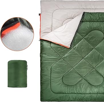 fiber insulation offers good heat retention without excess weight,Cold Weather Camping and Hiking Sleeping Bag, Double
