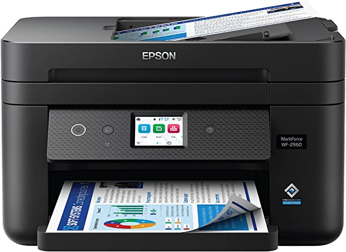Epson Workforce WF-2960 Wireless All-in-One Printer with Scan, Copy, Fax, Auto Document Feeder, Automatic 2-Sided Printing, 2.4