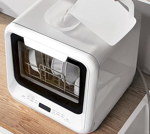 Circulation of AIR REFRESH removes moisture and odor, keeping your plates and machine dry and fresh for a long time. Dishwasher Countertop with 5L Built-in Water Tank, No Hookup Needed,