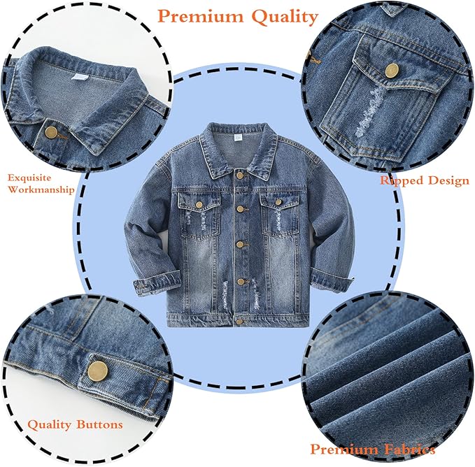 Jacket Classic Coats Jeans Tops Children Casual Outerwear Teen Outfit 5-14 Years