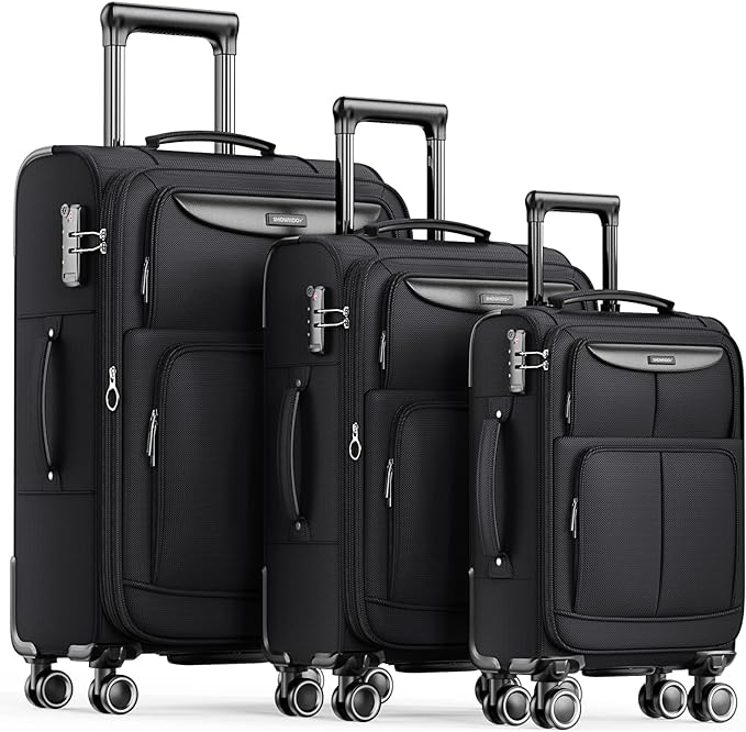 Expandable Lightweight & Durable Suitcase Sets Double Spinner Wheels,