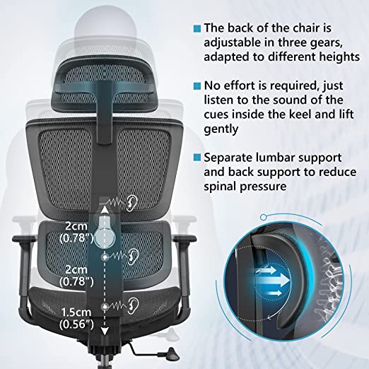 Desk Chair with Adjustable Lumbar Support,  E-Sports Lifting Gamer Task Chair
