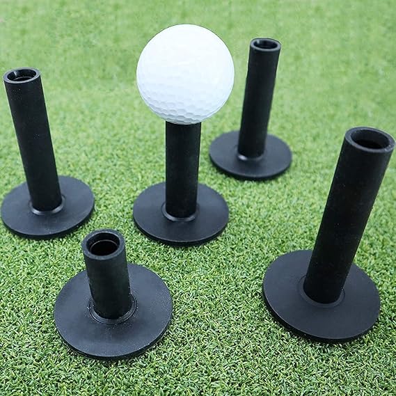 5 Pack Multi in Mixed, Mixed Sizes for Practice Mat Black Color - Golf Rubber Tees Driving Range