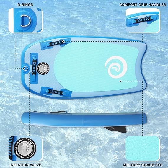 Surfboards with Drop-Stitch Technology Body Boards for Beach River, ride the waves and soft enough to prevent injuries caused by traditional rigid/hardshell surfboards.
