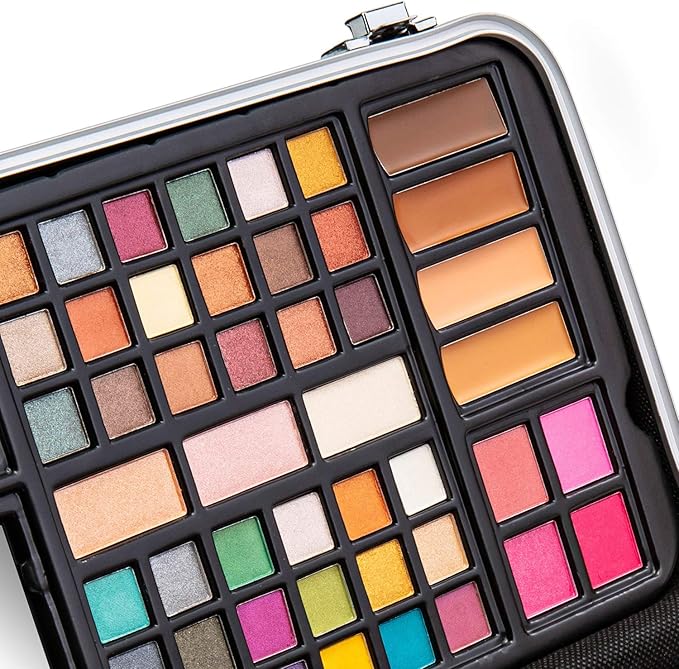 Keep Everything Organized & Safely Stored for Home, Salon or Travel; Wonderful Gift for Christmas, Holiday, Birthday & Beyond, Kit Gift Set - 41 Eye Shadows, 7 Body Glitters, 1 Lip Liner