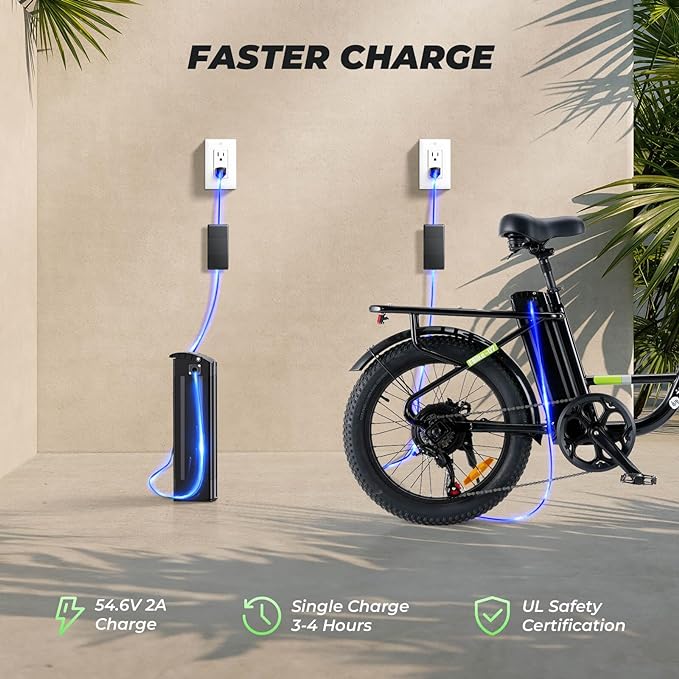 Unleash freedom with a 48V 10.4Ah large capacity battery, offering a remarkable 80km (50miles) long range in pedal-assist modeL, Bike for Adults, 26