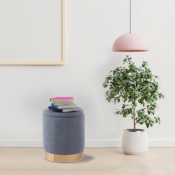 Its unique design not only stands out but also complements various interior styles,Soft Bench Vanity Accent Chair Makeup Poufs Small Round Ottomans Pouffe Salon for Bedroom,