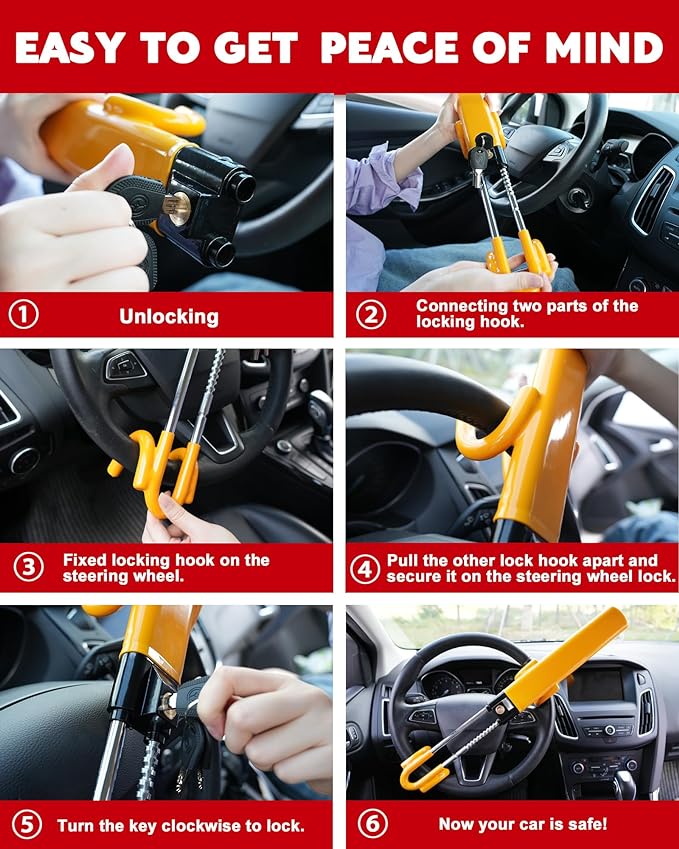 Car Wheel Lock Anti Theft for Vehicle Truck with 3 Keys-Wheel Lock Anti-Theft Car Device Heavy Duty Security Car Lock