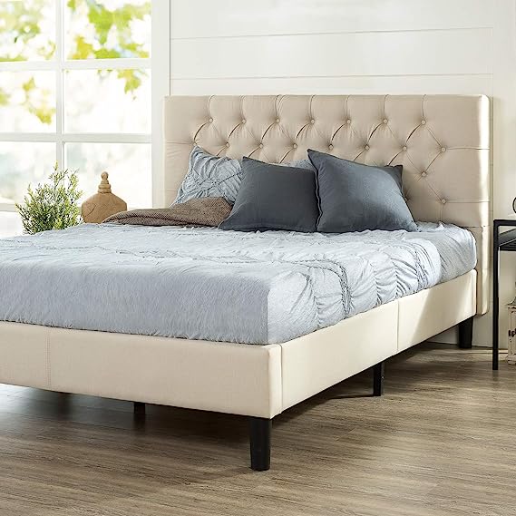 Queen Size Upholstered Platform Bed Frame, No Box Spring Needed &Easy Assembly,