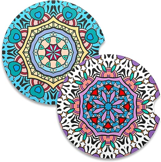 2 Pack, Coasters for Cup Holders for Women Men e 2.56" with Finger Notch,  Classic black and white colors and with your shiny car logo in the center, these cup coasters are outstanding and practical for inner decoration of your car.