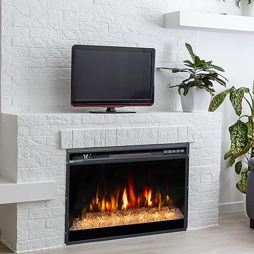 electric fireplace is designed with both panel and remote control. Recessed Fireplace Electric with Remote Control, Overheating Protection and Timer, 1500W Black