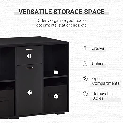 Desk Home Office Table with Storage Shelf Drawer