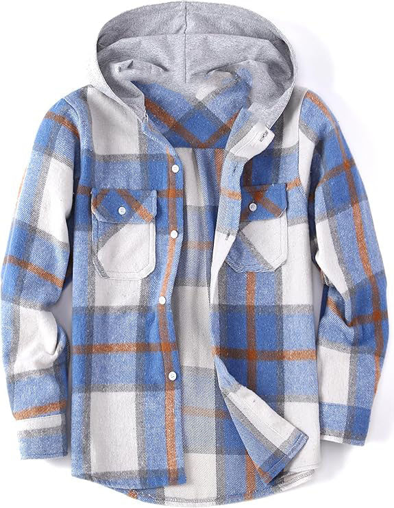 Flannel Shirts for Boys: warm shirt for kids Who Don't Want to Wear Winter Coats.then this kids boys sherpa fleece lined flannel jacket with hood is the answear.