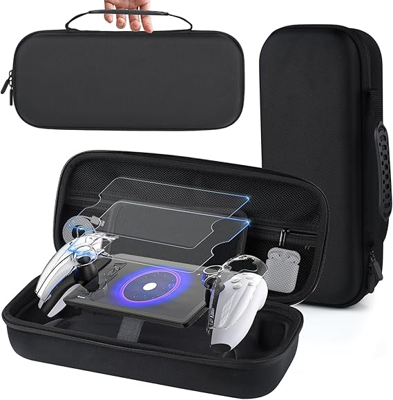 The case shell is made of 1680D nylon material plus a layer of hard cotton material, which is strong enough to resist compression and deformation, Premium Carrying Case for PlayStation Portal, Travel Storage Case for PS5 Handheld Game Consoles,