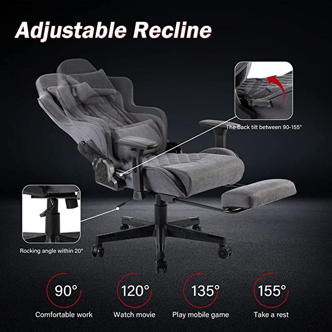 Gaming Chair with Massager Lumbar Support and Retractible Footrest, High Back Ergonomic Racing Style Computer Leather Executive Office Swivel Chairs Adjustable Armrests and Backrest