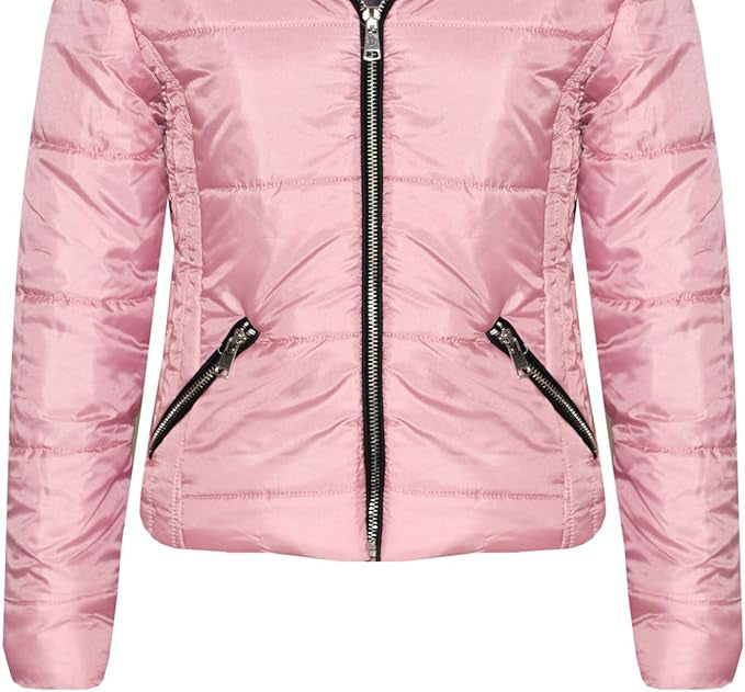 Detachable Hood, Fur Collar, Two Zip Closing Pockets On The Front, Available Color; Black, Navy, Olive & Wine.  Puffer Coat Faux Fur Collar Hood Jacket New Casual Fashion Girls