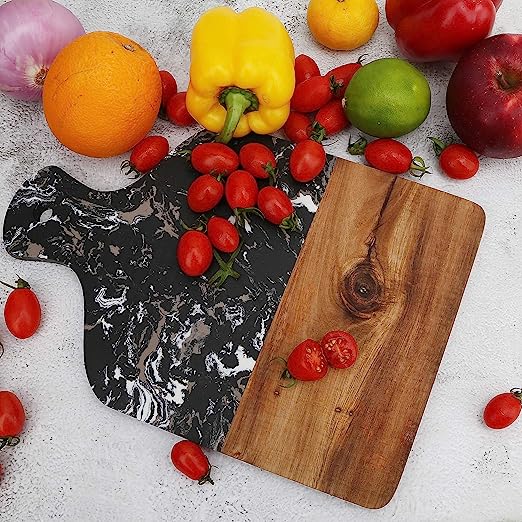 Natural Wood,Serving Board for Steak,Cutting Board with Marble