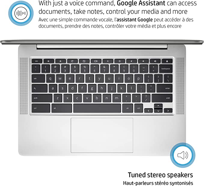 HP Chromebook, AMD 3015Ce Processor, AMD Radeon Graphics, 4 GB RAM, 64 GB eMMC Storage, Chrome, (14a-nd0010ca, 2021 Model)