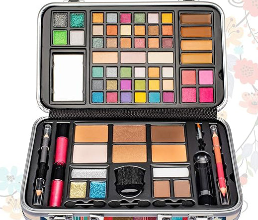 Keep Everything Organized & Safely Stored for Home, Salon or Travel; Wonderful Gift for Christmas, Holiday, Birthday & Beyond, Kit Gift Set - 41 Eye Shadows, 7 Body Glitters, 1 Lip Liner